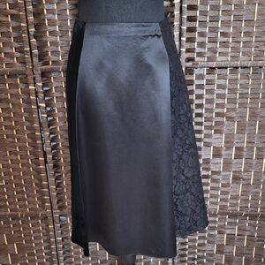Prada Black Satin and Lace A-Line Skirt